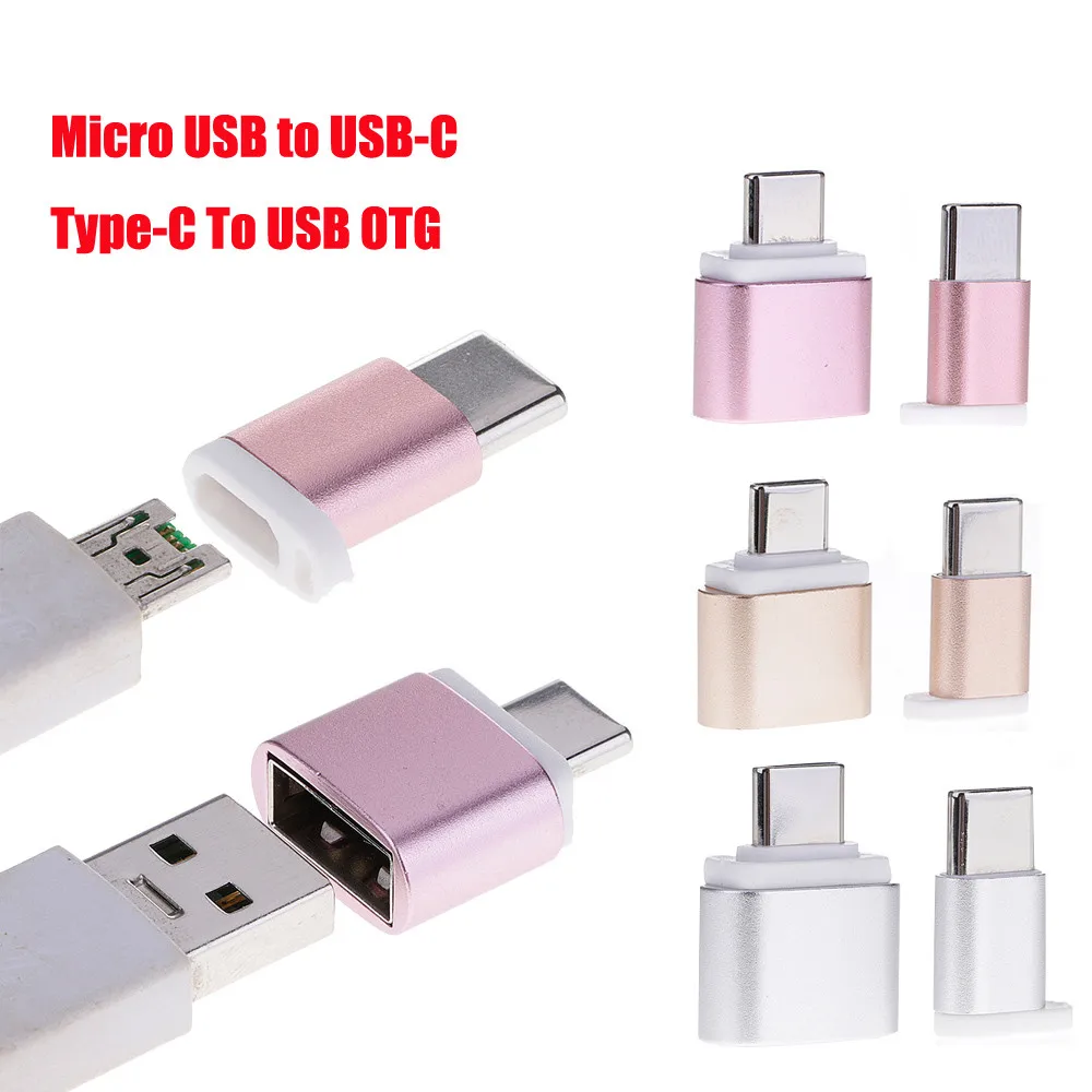 HIPERDEAL 2 шт. Micro USB к USB-C Тип-C данных зарядный адаптер + Тип-C на USB OTG адаптер конвертер с кольцом для ключей MAY30