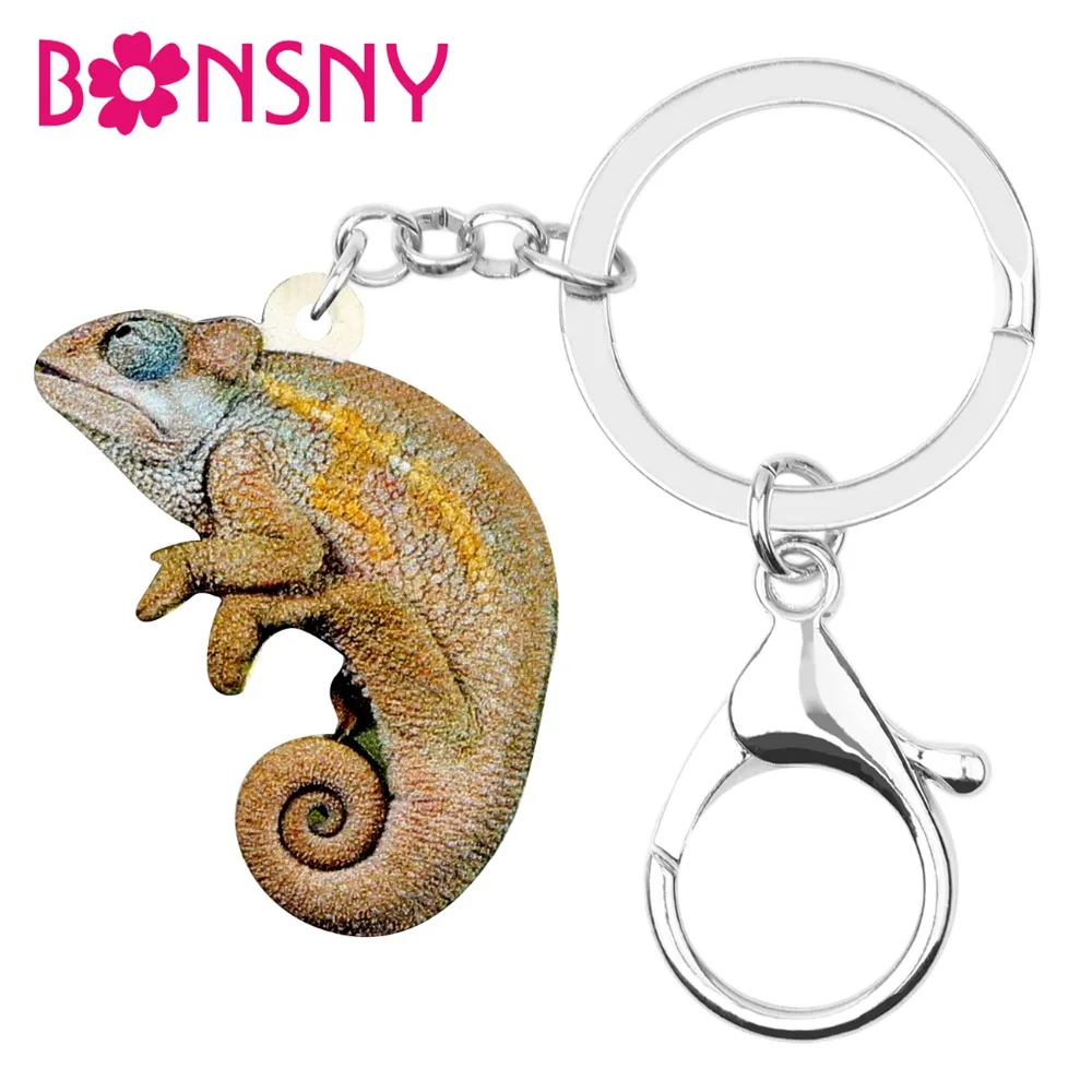 

Bonsny Acrylic Chameleon Key Chains Keychains Ring Unique Design Animal Jewelry For Women Girls Teens Bag Purse Charms Pendant