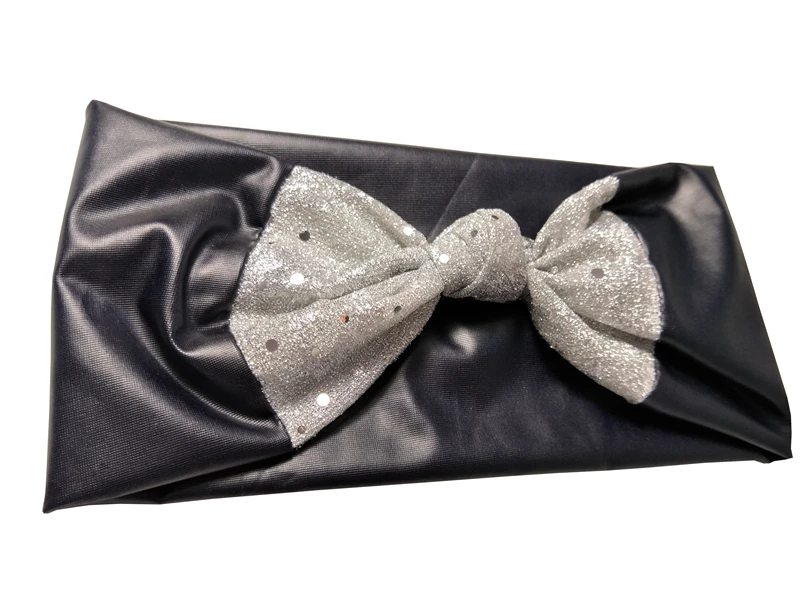 J17358 новые модные черные pur ободки для волос серебро и золото Sequin Shimmer блок узел оголовье для женщин