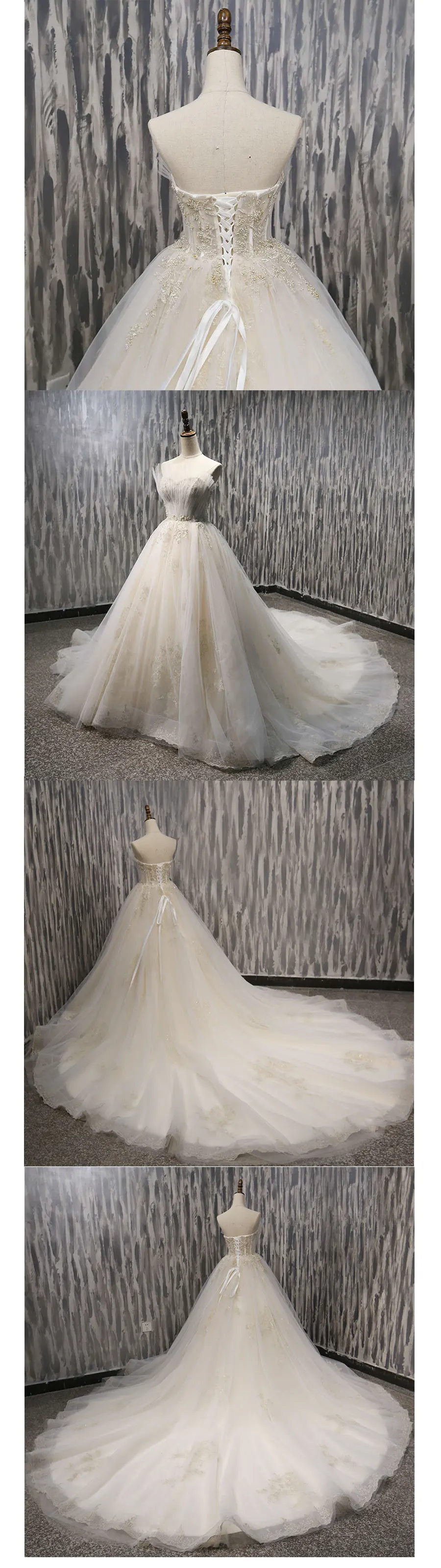 Любовник Поцелуй Vestidos De Noiva 2019 гламурный Вдохновленный Милая свадебное платье Жемчуг кружево Свадебные платья robe de mariage