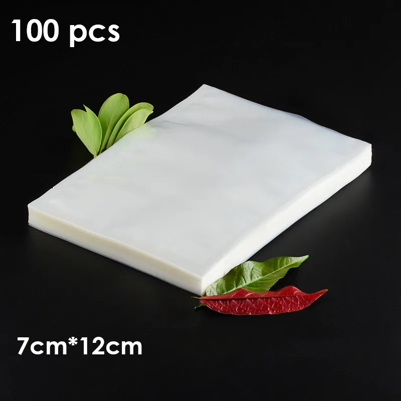 7cmX12cm 100 шт вакуумная пищевая герметичный мешок экологические пакеты для хранения пищевых продуктов для вакуумной запайки - Цвет: 7cmX12cm
