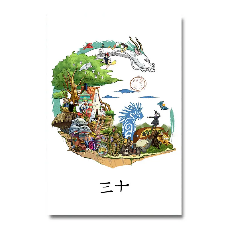 

My Neighbor Totoro Anime Silk Poster Miyazaki Hayao Spirited Away Wall Art Huge Print 12x18 32x48 inch Decoration Pictures 001