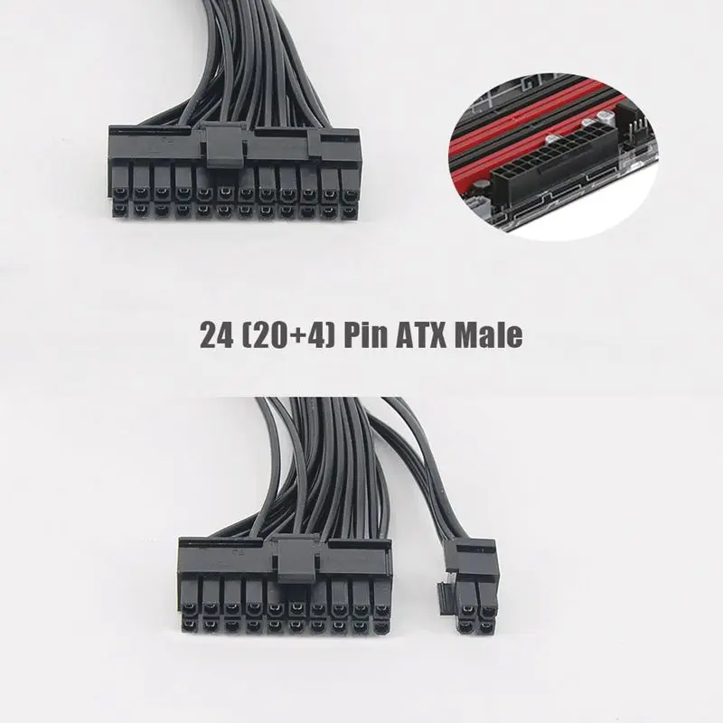 Сплиттер источника питания двойной блок кабель адаптер 24 Pin 20 + 4 ATX материнской