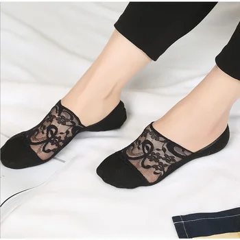 

Fashion Female Lace Cotton Show Sanwood Flower Silk Short Ankle Crystal Invisible Liner Short Socks Hot