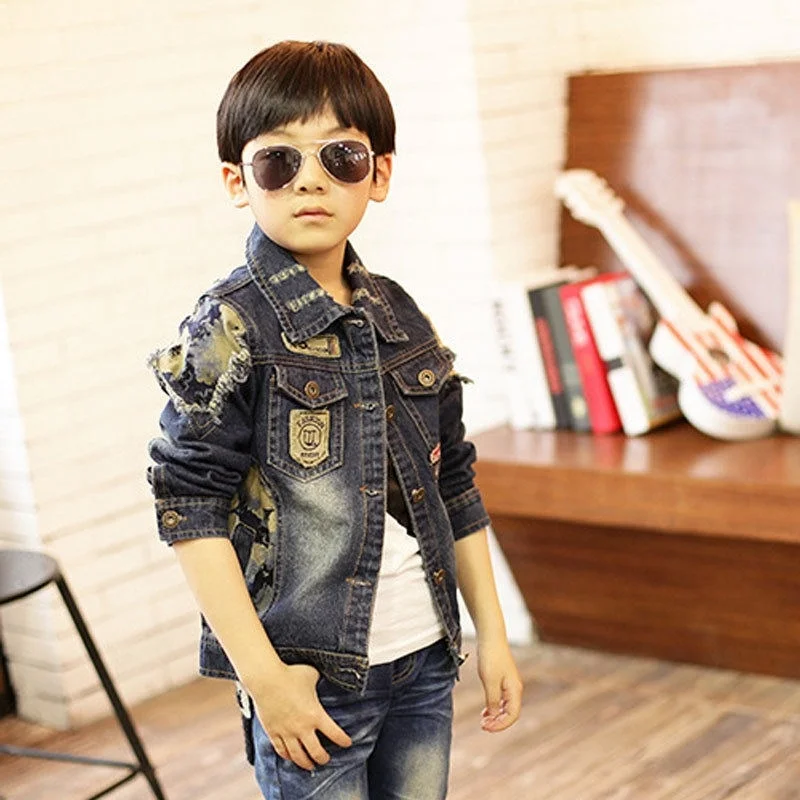 Baby Boys Denim Jacket Cute Fashion Kids Korean Style Coat Camouflage