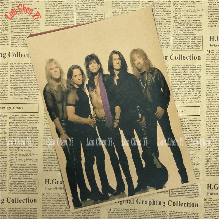 Рок-Группа Aerosmith ностальгическая матовая крафт-бумага плакат офис подарок столовая домашний Декор стикер дизайн - Цвет: Серый