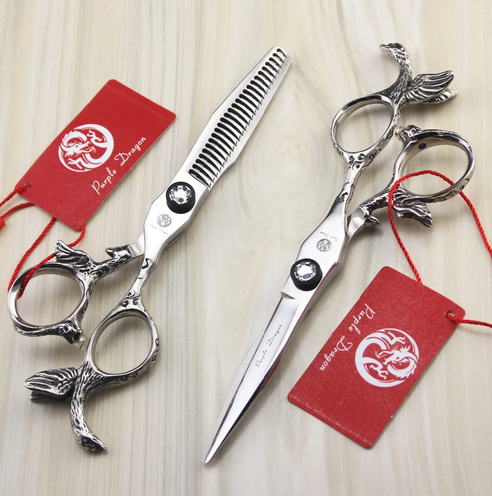 

Hair scissors barber scissors 5.5 INCH Purple dragon tijeras peluquero ciseaux coiffure individuation handle with bag NEW