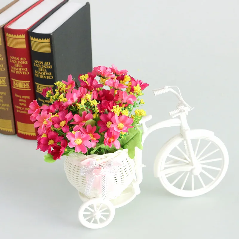 Flone Artificial Rose Flower Set Rattan Vase Simulated Flower Car Plastic Flower Bouquets For Indoor Household Decoration (14)
