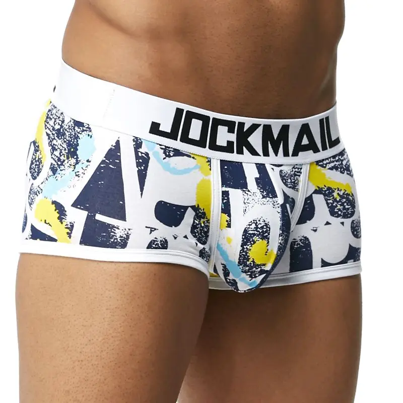 JOCKMAIL, сексуальные мужские хлопковые трусы, боксеры, мужское нижнее белье, одноцветные мужские шорты, дышащее нижнее белье, полосатые боксеры шорты, мужские боксеры