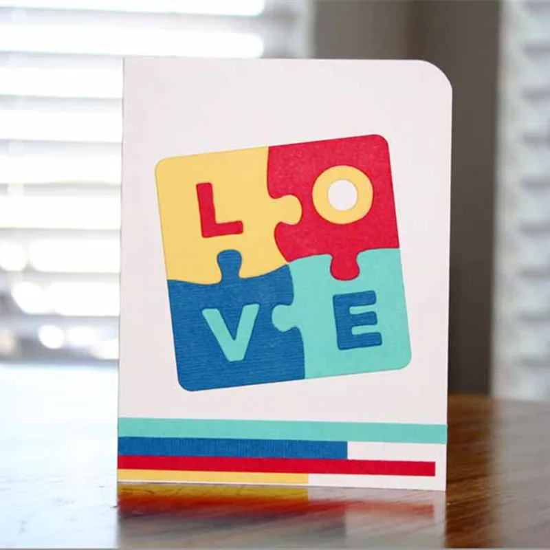 

LOVE Jigsaw Puzzle Silver Cutting Die Handicraft DIY Embossing Stencil Decoration Template Scrapbooking Card Album Making