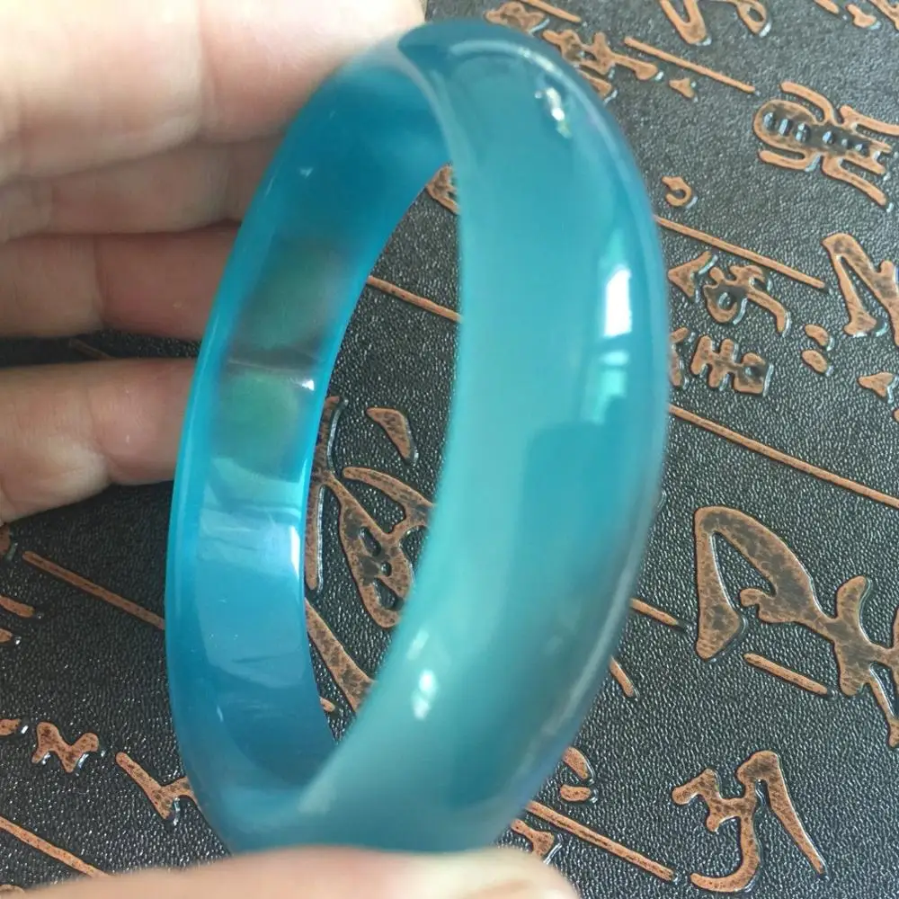 

60mm Chinese Natural Blue Lavender Nephrite stone/ Gems Bracelet Bangle AA12