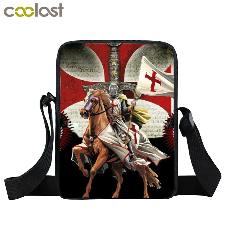 Crusader Knights Templar Mini Messenger font b Bag b font Men Distressed Cross Shoulder font b