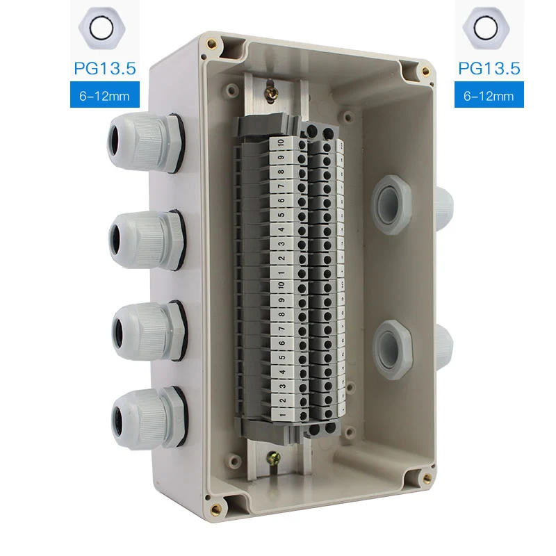 IP65 водонепроницаемый кабель распределительная коробка 3 в 3 из 200*120*75 мм с UK2.5B din-рейку клеммные блоки - Цвет: 2 in 4 out box kit