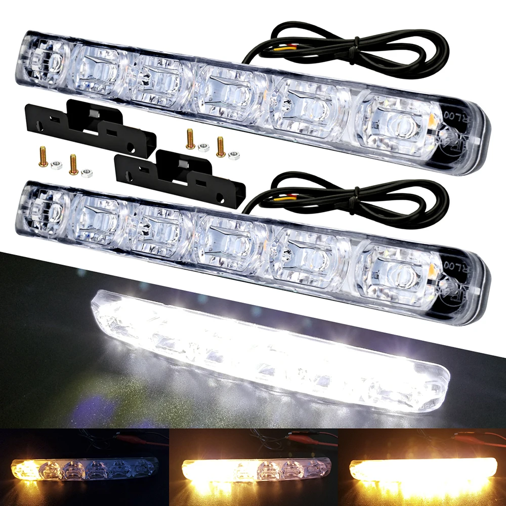 

2Pcs Sequential Flowing Yellow Angel Eyes DRL LED Daytime Running Light Tear Turn Signal Lamp Strip Universal Car Styling