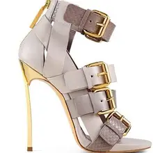Свободный Корабль Дизайнер Золотой Пряжкой Peep Toe Ботильоны вырез Золотой Клинок Каблук Женщины Сандалии Gladaitor Сандалии Сапоги размер 34-41