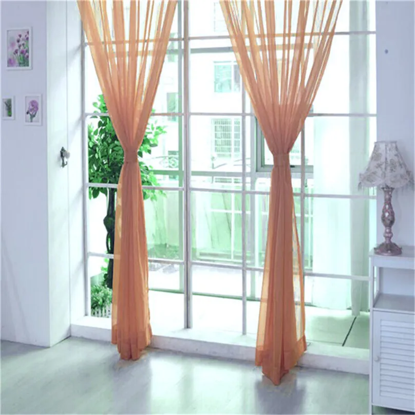 1PC Solid Curtains Vines Leaves Tulle Door Window Curtain Drape Panel Sheer Scarf Valances Home decorations #4M10 (6)