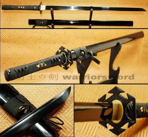 

41"Japanese Ninja sword Full Tang 1060 Black Blade Sharp Handmade Sword N268