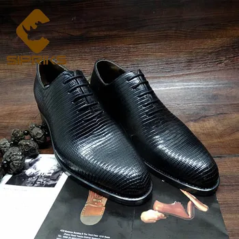 

Sipriks Luxury Mens Dress Oxfords Imported Lizard Skin Gents Suit Formal Tuxedo Shoes Italian Goodyear Welted Business Office 45