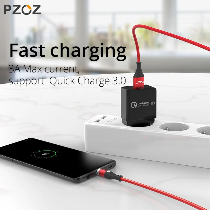 PZOZ كابل مغناطيسي المصغّر usb نوع C المغناطيس usb c سريع شحن نوع-c شاحن سلك Microusb ل iphone X 7 المحمول الهاتف كابلات البيانات