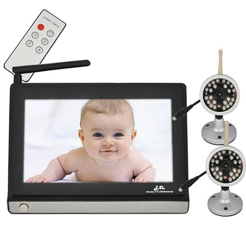 7" TFT LCD DVR Monitors 2.4GHz Digital Wireless 4CH CCTV DVR Day Night
