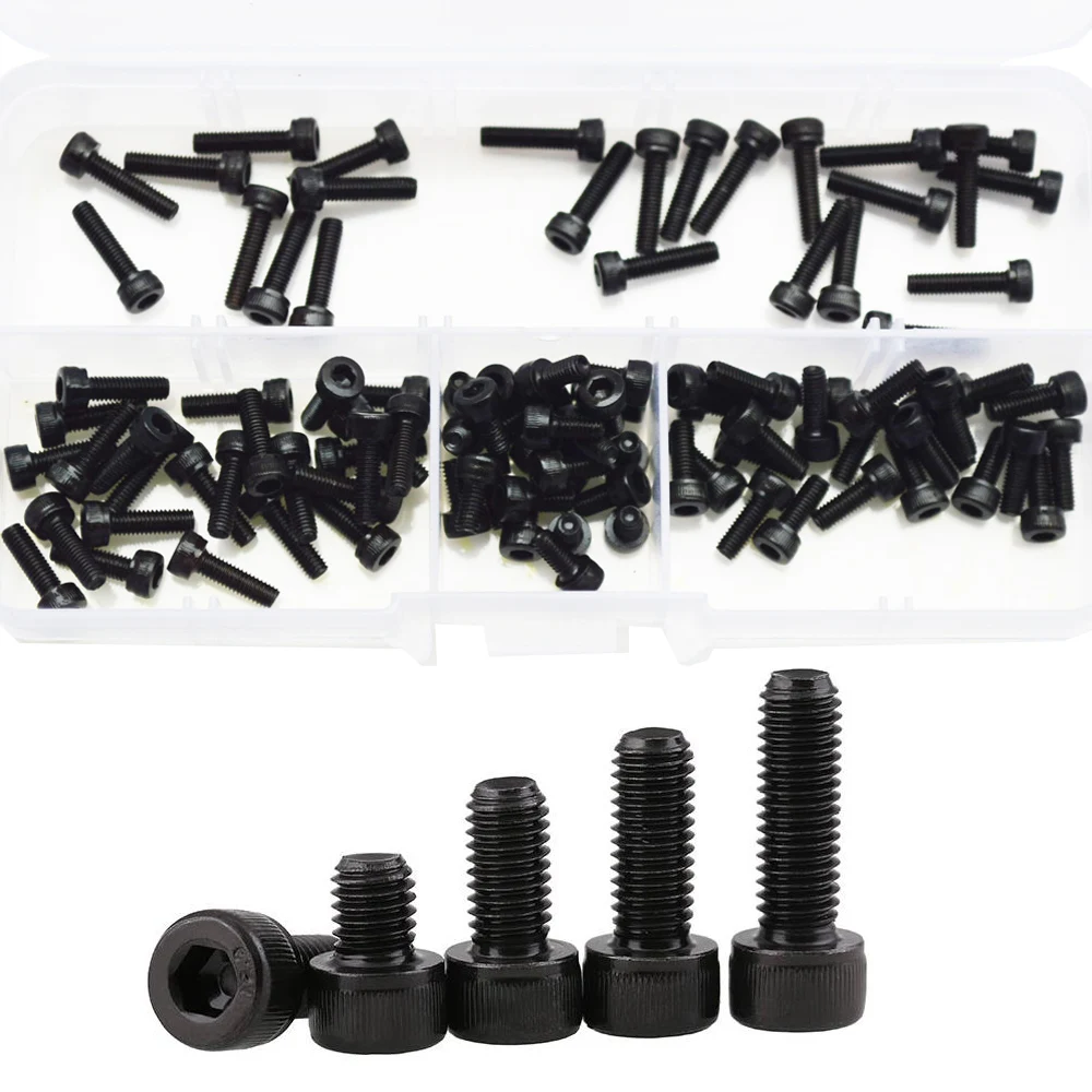 

Hex Socket Head Cap Screw Nut Thread Metric Machine Hexagon Allen Head Bolt Nut Alloy Steel Black Assortment Kit Set Box M3