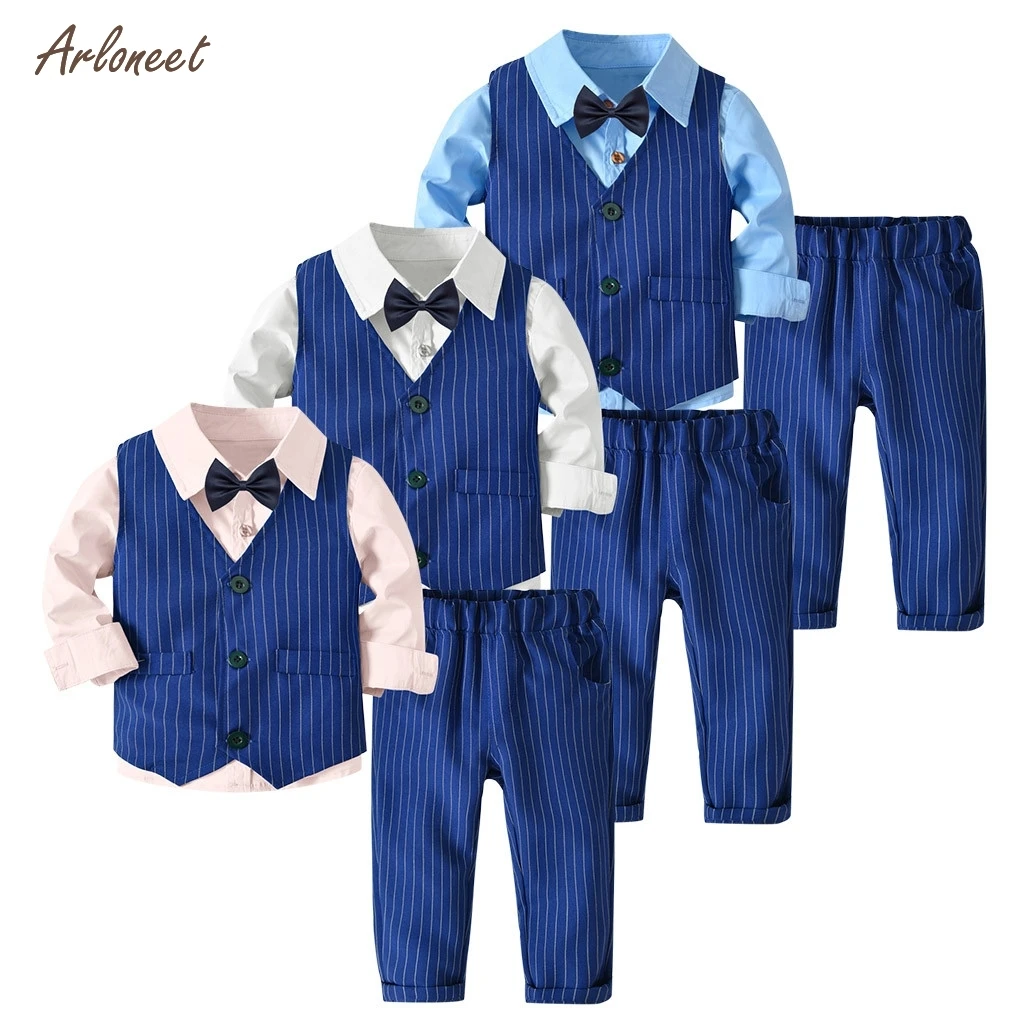 ARLONEETBaby/комплекты одежды; детская одежда; осенние комплекты для малышей; детский жилет с длинными рукавами и галстуком-бабочкой в джентльменском стиле; футболка; брюки; костюм для свадьбы