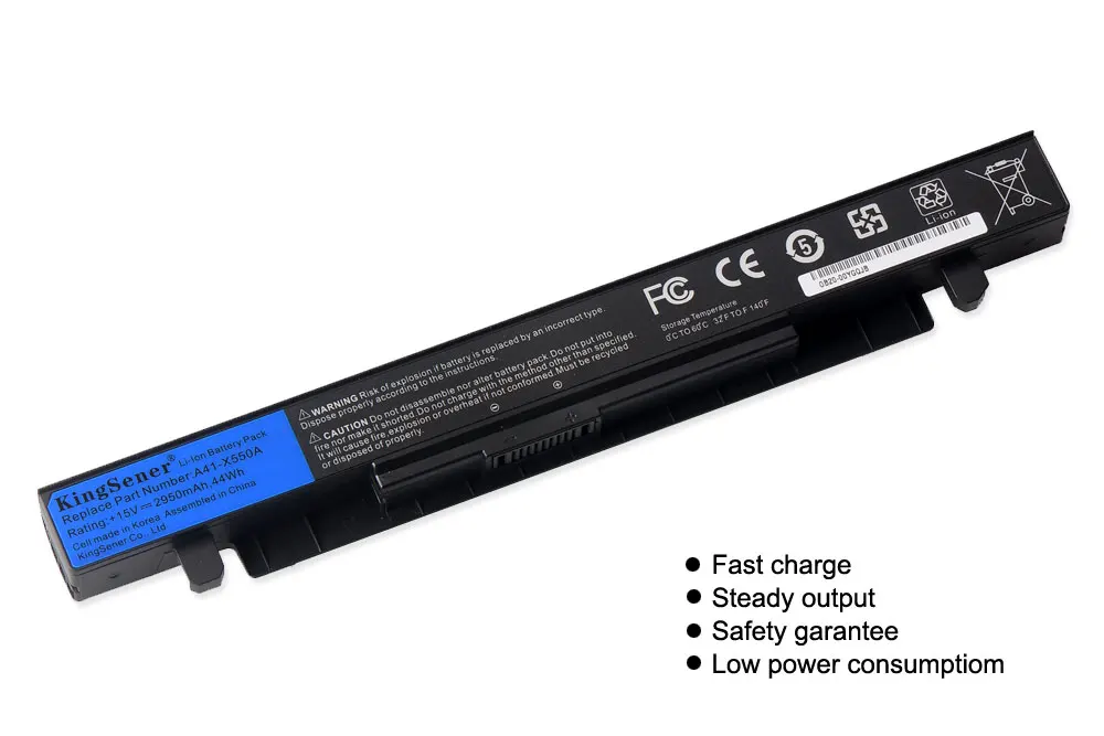 Cena 15V 2950mAh Korea komórki nowy A41 X550A bateria do laptopa asus A41 X550 X450 X550 X550C X550B X550V X450C X550CA X452EA X452C