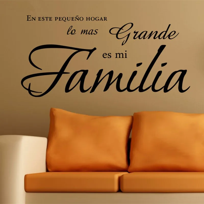 

" En este pequeno hogar lo mas grande es mi Familia "Spanish Vinyl Wall Decal Quote Stickers Home Decoration Wall Art Mural A003