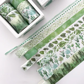 

8 Rolls/set Journal Decorative Washi Tape Wisteria Flower Flamingo Cactus Creative Adhesive Washi Tape Label Sticker Stationery