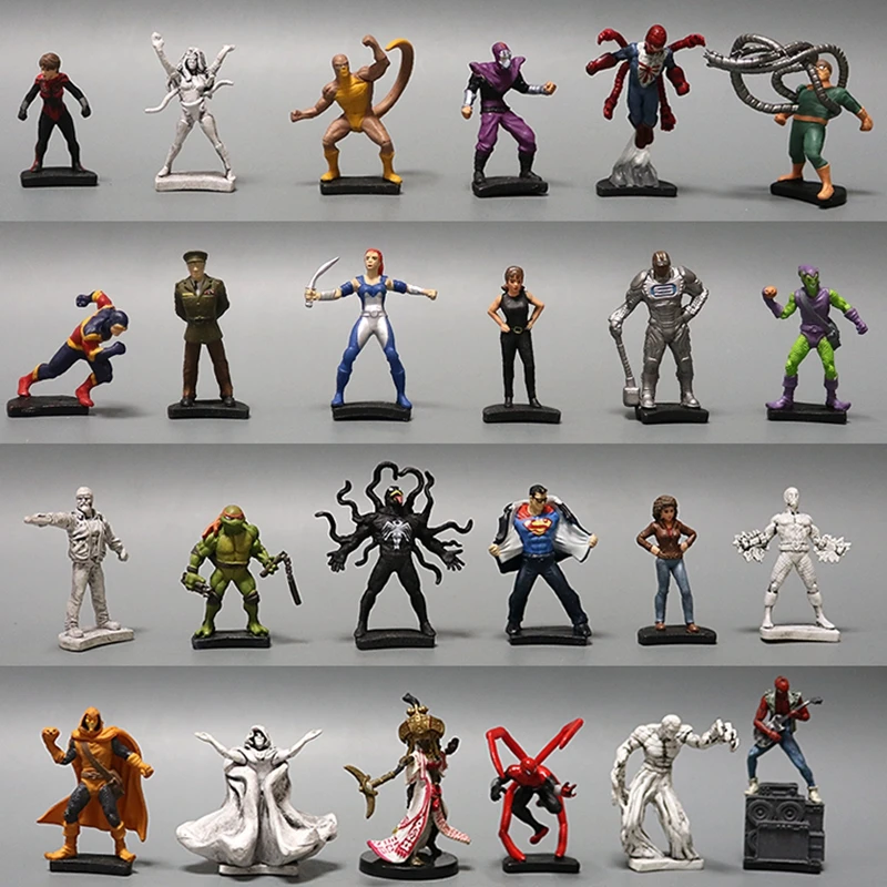 

50pcs Random Marvel Avengers Venom Hulk Iron Man Deadpool Gashapon Capsule Toy Doll mini Figure Decoartion Model Gift