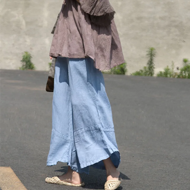 Johnature, Женские однотонные Лоскутные штаны с оборками длиной до щиколотки, новые винтажные свободные штаны в национальном стиле с эластичной резинкой на талии