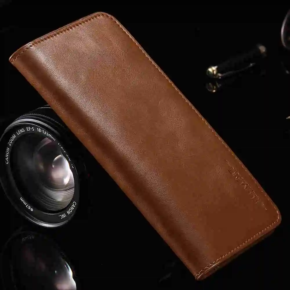 Универсальный чехол-кошелек FLOVEME из натуральной кожи для iPhone X, 8, 7, 6, 6S Plus, samsung Galaxy Note 8, S8, S9 Plus, S7, 5,5 дюймов, сумка - Цвет: Brown