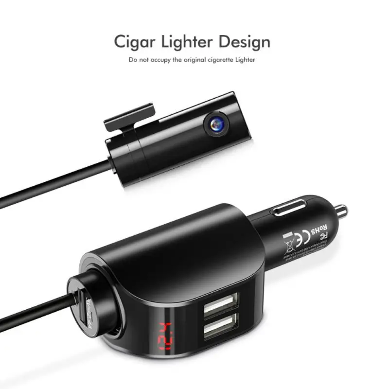 Двойной USB Автомобильное зарядное устройство цифровой дисплей прикуриватель 5 в 3.1A планшет gps адаптер зарядное устройство для Xiaomi iPhone автомобильное зарядное устройство