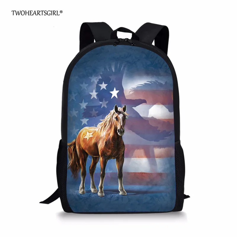 L4513C Twoheartsgirl Черный Crazy Horse школьная сумка для подростков мальчиков девочек Уникальный 3d детская книга сумка с принтом животных школьные сумки - Цвет: L4513C