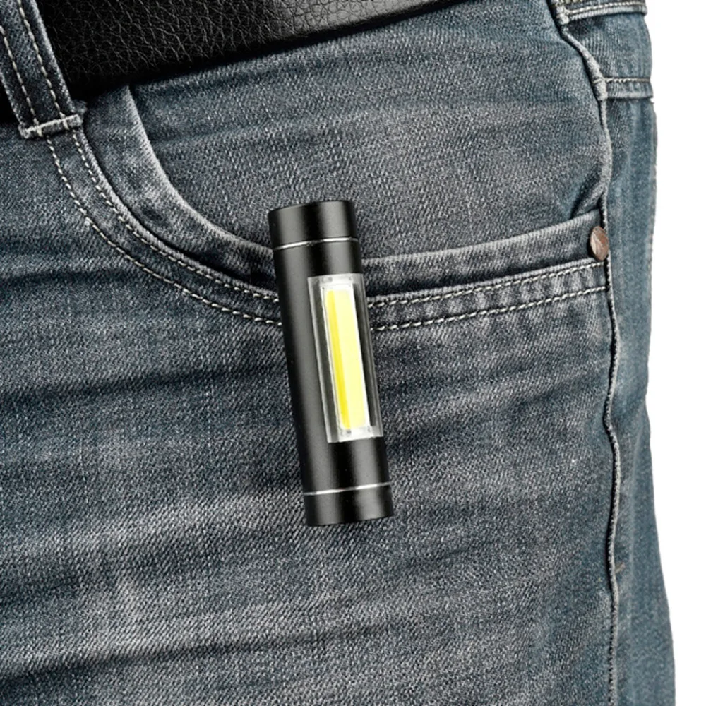 Mini Torch Led Light 1 Modes Glare Flashlight XPE Q5 COB LED Flashlight Pocket Clip 14500AA Torch Light Zaklamp 40MAY9 (2)