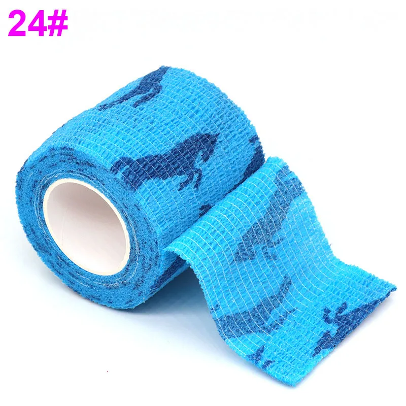 24 Horse Sky Blue COYOCO напечатанный протектор колена медицинская терапия эластичный бинт 4,5 м спортивные красочные самоклеющиеся палец сустава ПЭТ обертывание ленты - Цвет: 24 Horse Sky Blue