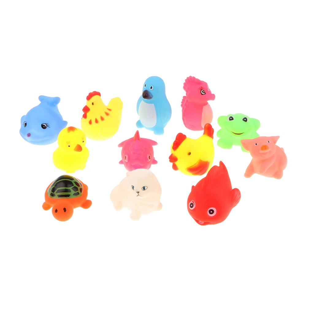 Детская ванна скрипучие игрушки Corlorful резиновые животные игрушка для купания 12 шт. Классические Игрушки для ванны миниатюрные животные детские водные игрушки набор