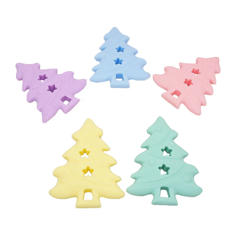

Chenkai 10PCS Baby Silicone Christmas Tree Teether Baby Shower Pacifier Teething Toy BPA Free Dummy Teether Toy Accessories