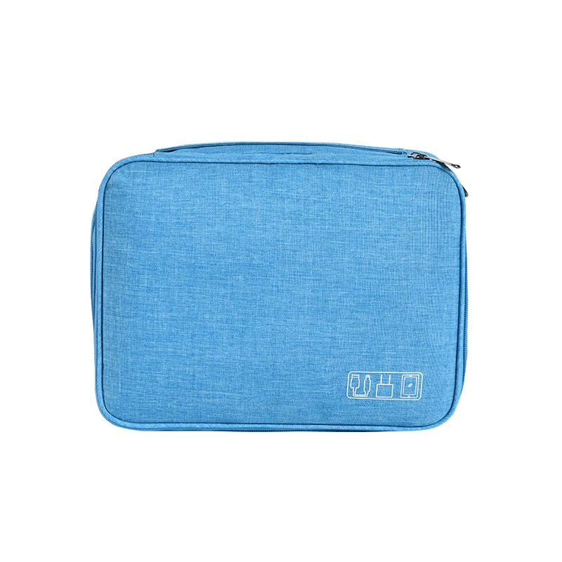 Портативный электронный гаджет принадлежности Органайзер зарядное устройство наушники цифровой Дорожный комплект двойной слой большой емкости аксессуары сумки - Цвет: Light Blue