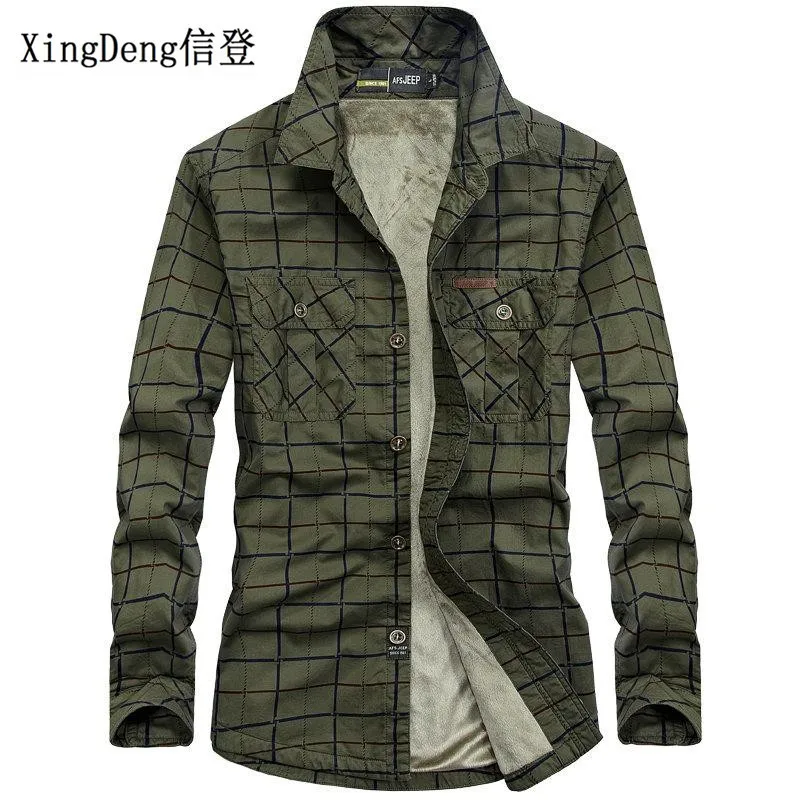 XingDeng бархатные брендовые рубашки из хлопка с флисовой подкладкой, клетчатая ветровка, повседневные мужские зимние блузки, модная теплая одежда