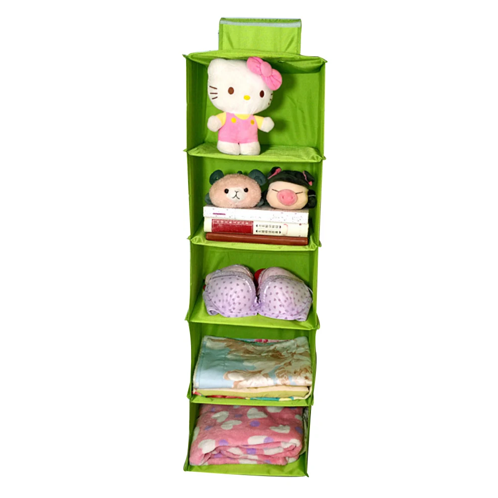 Зеленый New 5 Layers Foldable Home Wardrobe Closet Hanging Clothes Storage Organizer Bag - Цвет: Зеленый