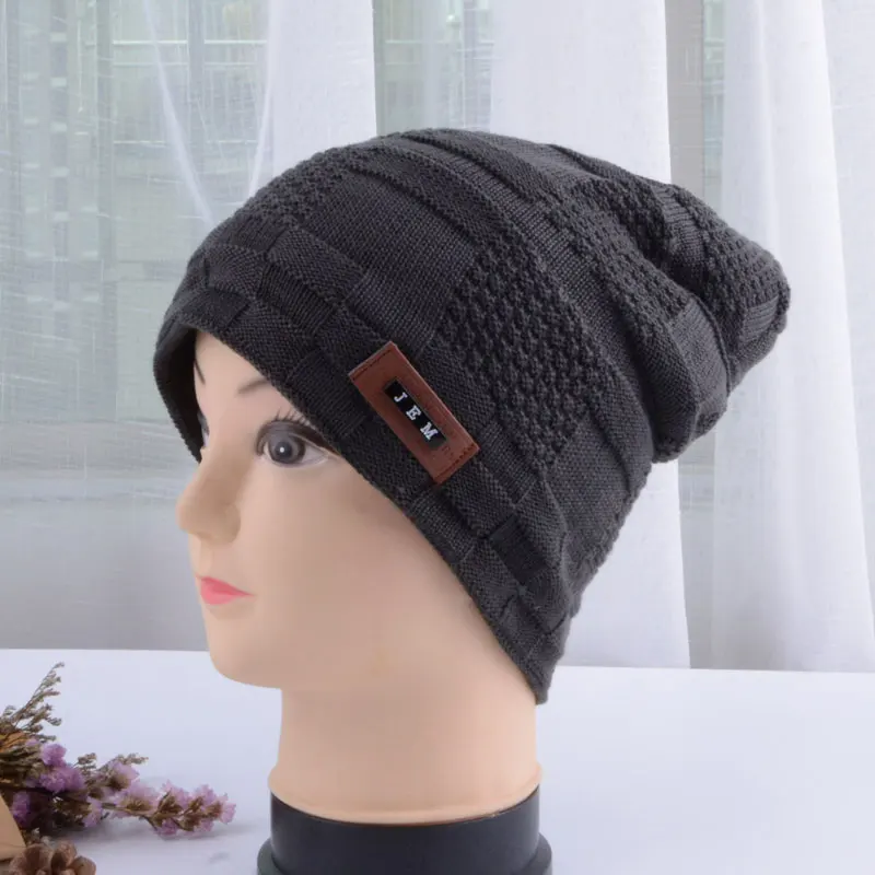 grey Зимняя шапка Skullies Beanies шапки зимние шапки для мужчин и женщин - Цвет: grey