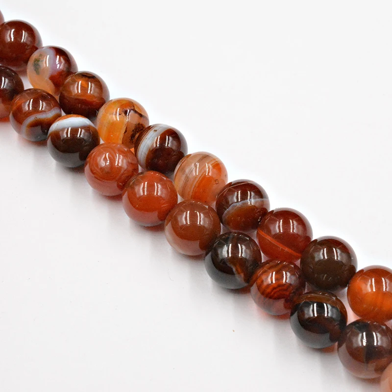 Natural Stone Dark Red Banded Stripe Onyx Agates Beads 4-12mm Loose for Jewelry Making Charm Accessories DIY Free Shipping | Украшения и