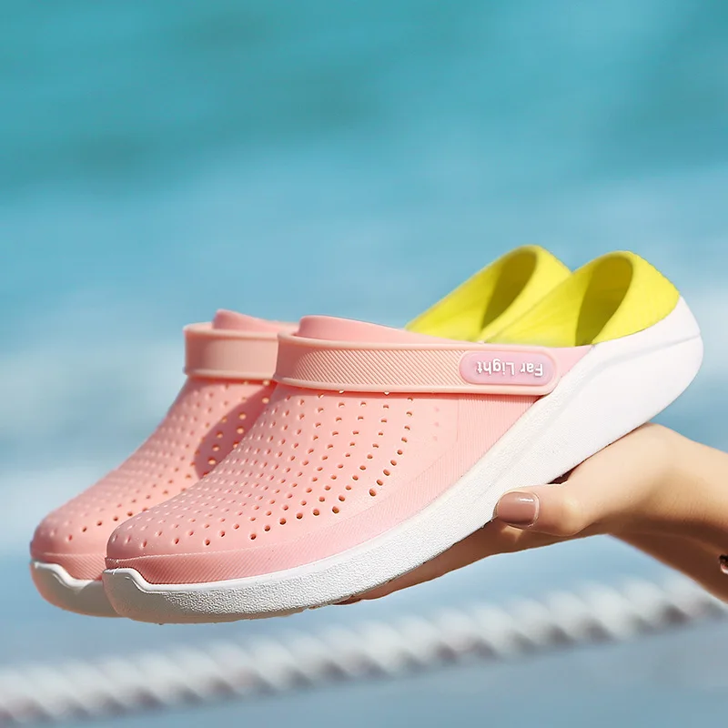 UPUPER Summer Couple Sandals Men EVA Jelly Shoes Breathable Slippers Candy Colors Flat Beach Shoes For Vacation Unisex
