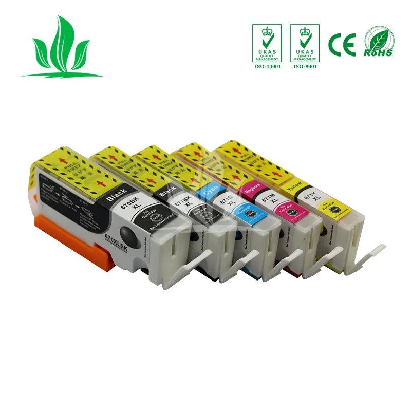 1 комплект 670XL совместимые чернильные картриджи для canon PIXMA MG7760 MG7765 MG7766 чернила