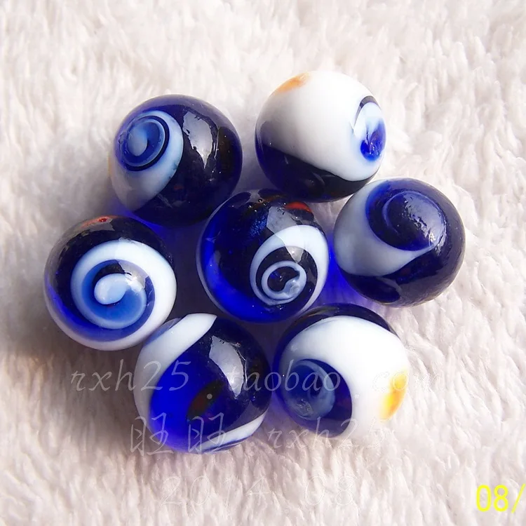 

Free shipping 7pcs/lot 16mm tai chi design blue white color marbles glass bead decorative glass marbles jump chess pieces