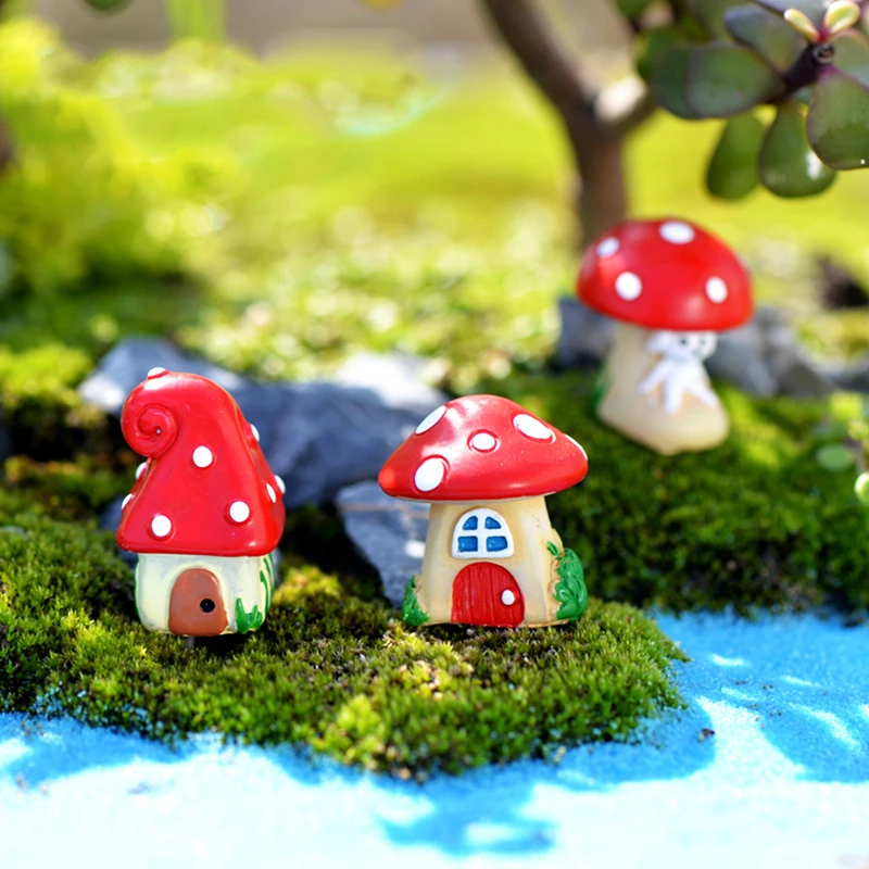 Mushroom Miniature Ornament Fairy Garden Resin DIY Decor Bonsai Figurine Craft