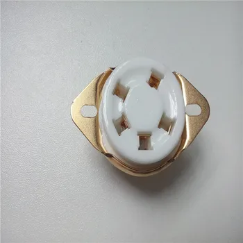 

3pcs ceramic tube socket 5 pin tube socket GZC5-21-G golden foot for 807 FU-7 24 37 46 27 FD-422