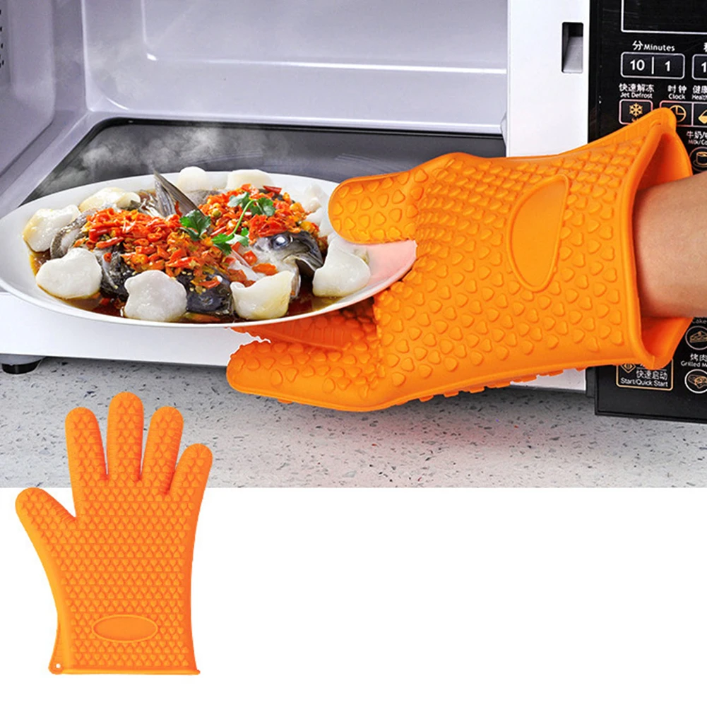 Heat Resistant Silicone Oven Glove Thick Cooking BBQ Grill Glove Oven