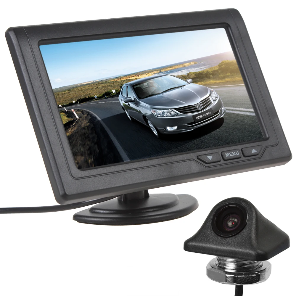 Автомобильный монитор 4,3 дюймов цветной TFT ЖК-экран Автомобильный монитор заднего вида w/E335 170 градусов ночное видение Автомобильная камера заднего вида горячая распродажа